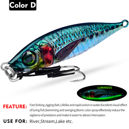 PROBEROS 8pcs 【Color：A-D】Fishing lures, fast sinking bionic baits, with hook and feathered tails, multi-colored lead baits, fishing baits