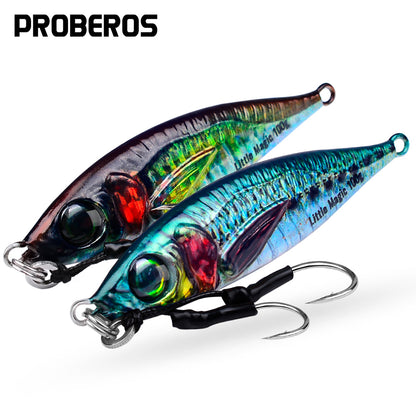 PROBEROS 8pcs 【Color：A-D】Fishing lures, fast sinking bionic baits, with hook and feathered tails, multi-colored lead baits, fishing baits