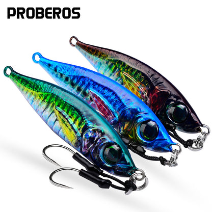PROBEROS 8pcs 【Color：A-D】Fishing lures, fast sinking bionic baits, with hook and feathered tails, multi-colored lead baits, fishing baits