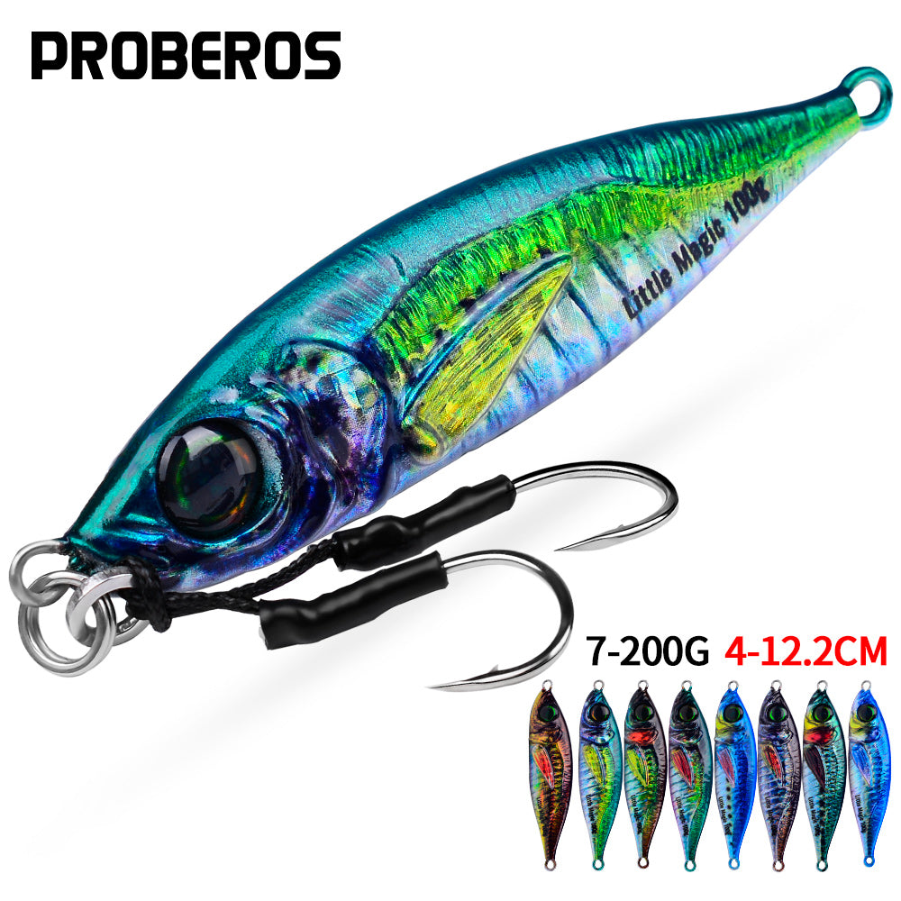 PROBEROS 8pcs 【Color：A-D】Fishing lures, fast sinking bionic baits, with hook and feathered tails, multi-colored lead baits, fishing baits
