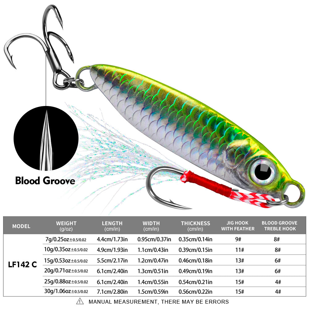 PROBEROS 8pcs Metal Jig Shore Casting Jigging Lure Shore Casting Saltwater Fishing Lure Bait Artificial Bait