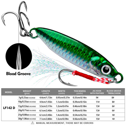PROBEROS 8pcs Metal Jig Shore Casting Jigging Lure Shore Casting Saltwater Fishing Lure Bait Artificial Bait