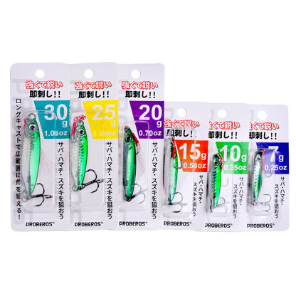 PROBEROS 8pcs Metal Jig Shore Casting Jigging Lure Shore Casting Saltwater Fishing Lure Bait Artificial Bait