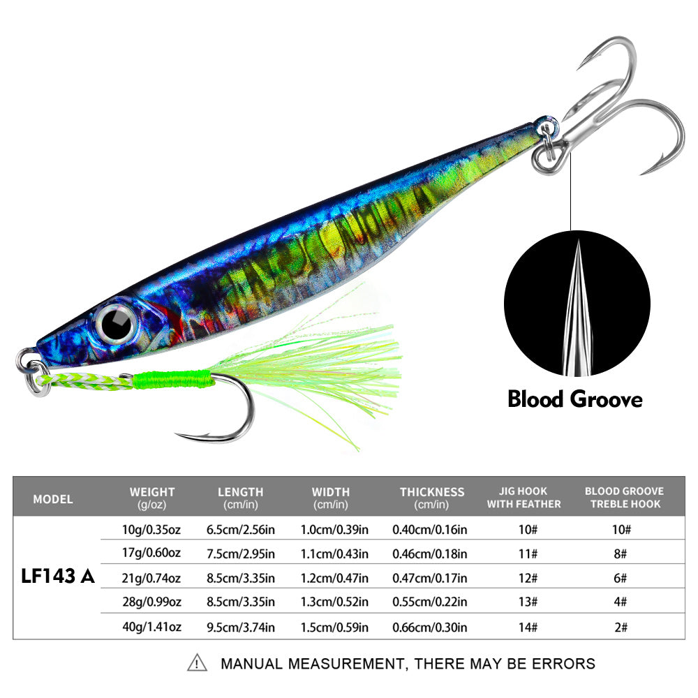 Proberos 5pcs fast sinking jigging fishing lures 10g-40g metal bait remote distance cast emulation artificial fishing baits