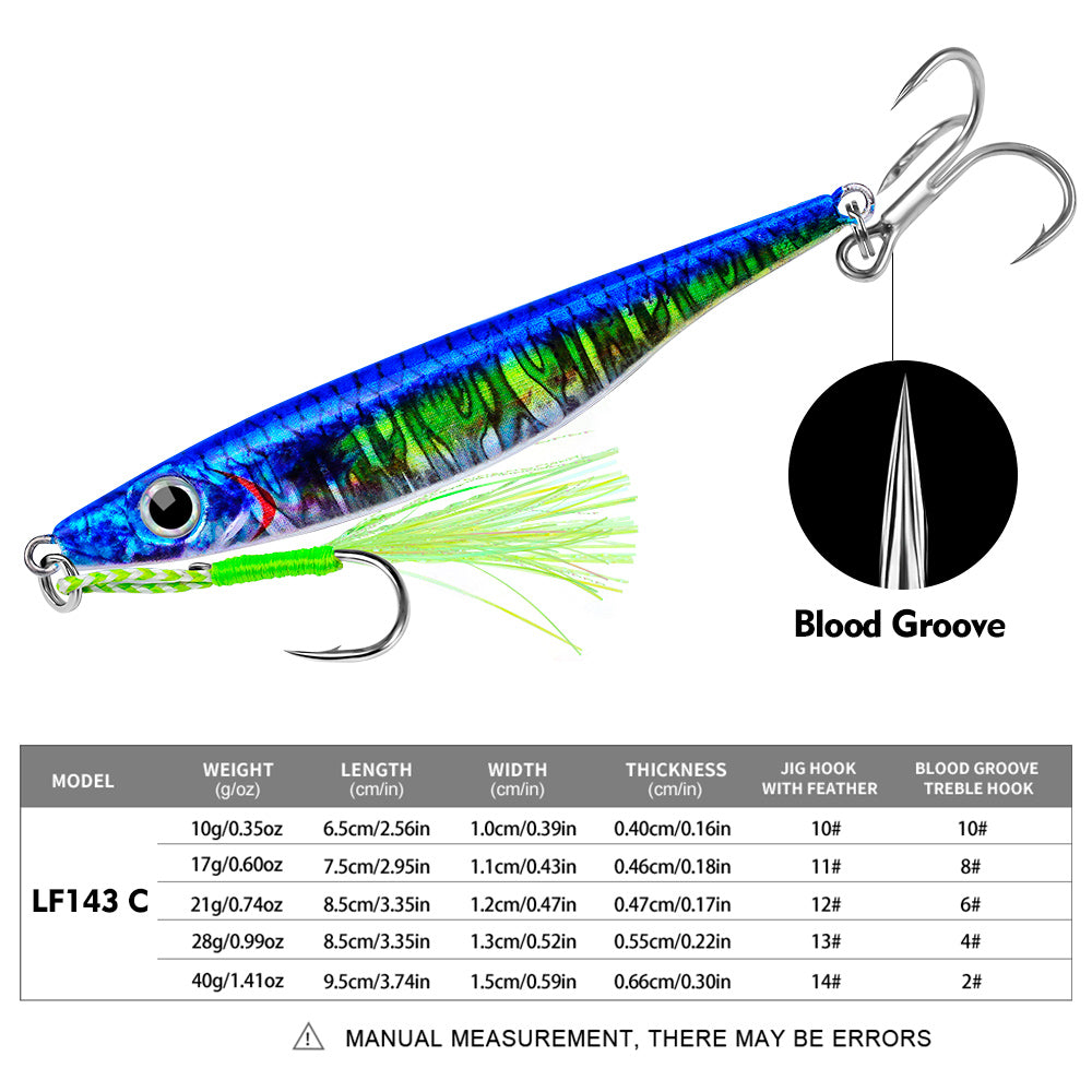 Proberos 5pcs fast sinking jigging fishing lures 10g-40g metal bait remote distance cast emulation artificial fishing baits