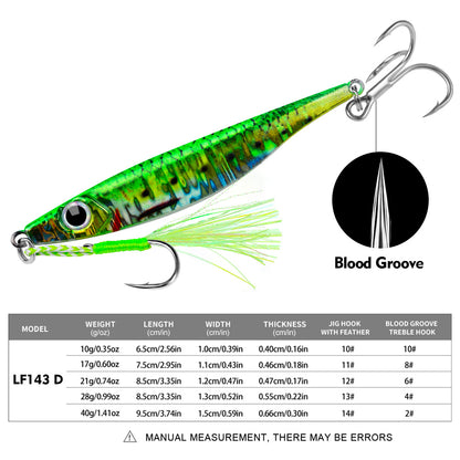 Proberos 5pcs fast sinking jigging fishing lures 10g-40g metal bait remote distance cast emulation artificial fishing baits