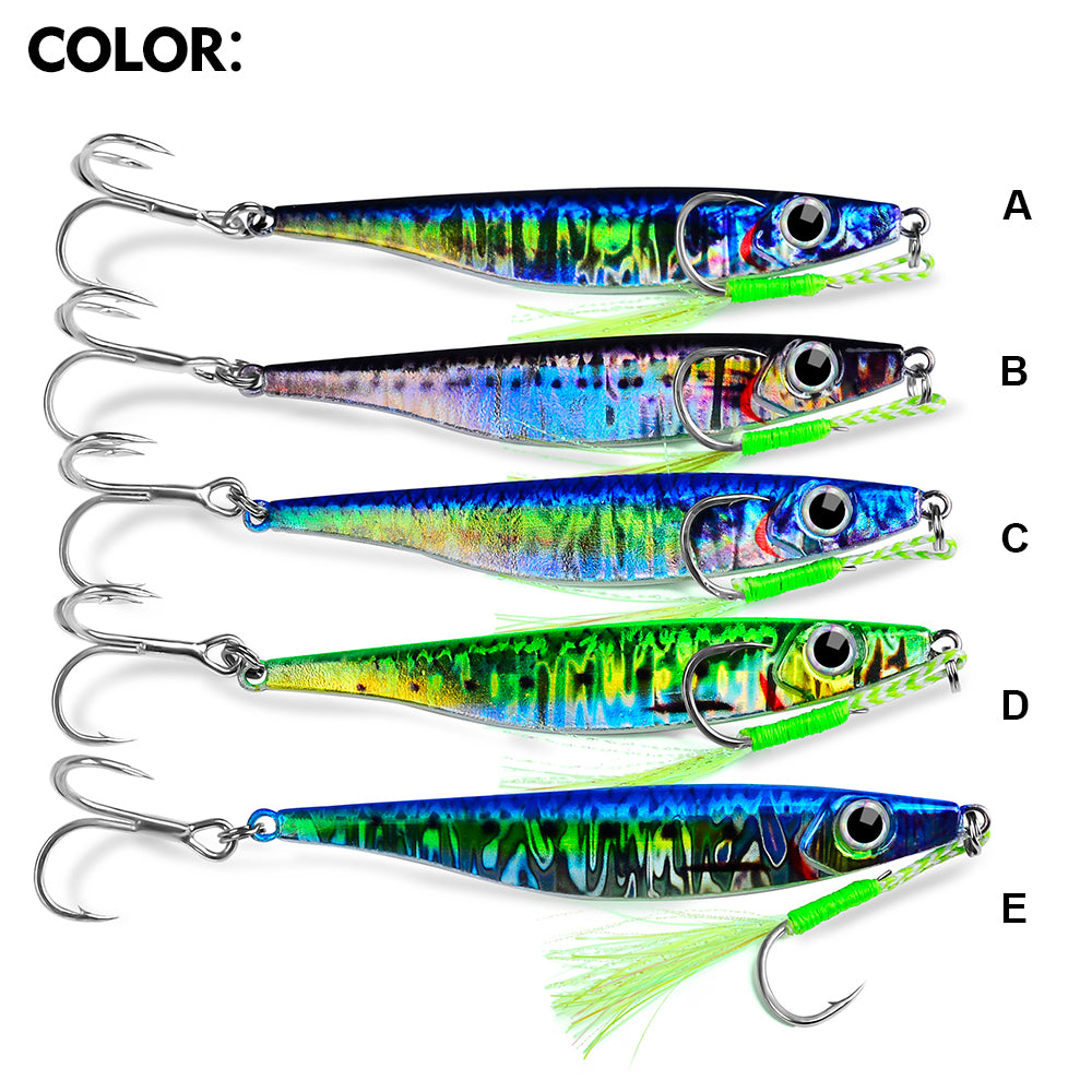Proberos 5pcs fast sinking jigging fishing lures 10g-40g metal bait remote distance cast emulation artificial fishing baits