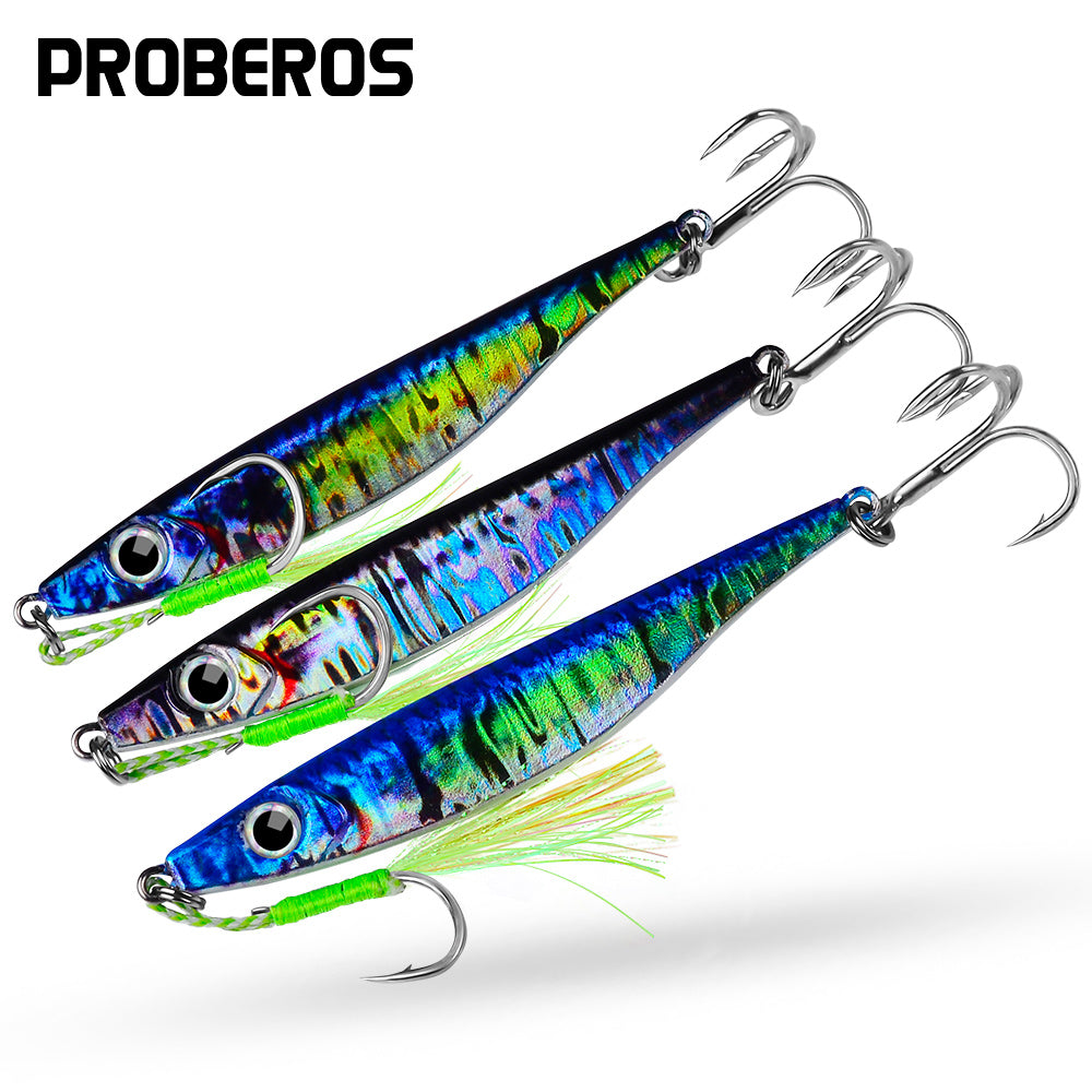 Proberos 5pcs fast sinking jigging fishing lures 10g-40g metal bait remote distance cast emulation artificial fishing baits