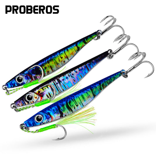 Proberos 5件速沉铁板鱼饵10g-40g金属饵远投仿真人工鱼饵