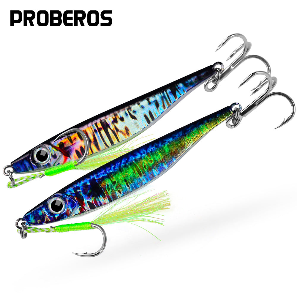 Proberos 5pcs fast sinking jigging fishing lures 10g-40g metal bait remote distance cast emulation artificial fishing baits