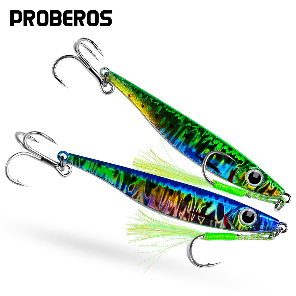 Proberos 5pcs fast sinking jigging fishing lures 10g-40g metal bait remote distance cast emulation artificial fishing baits
