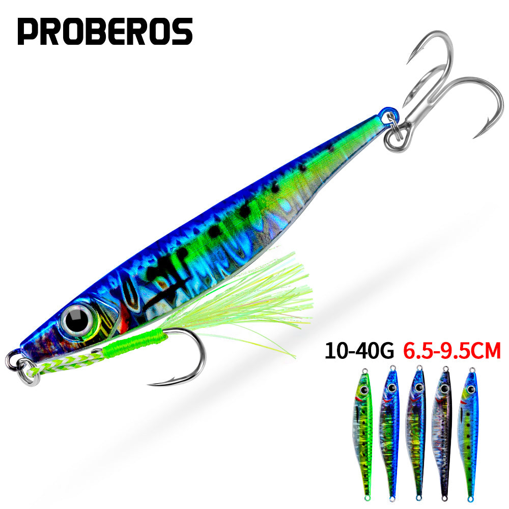 Proberos 5pcs fast sinking jigging fishing lures 10g-40g metal bait remote distance cast emulation artificial fishing baits