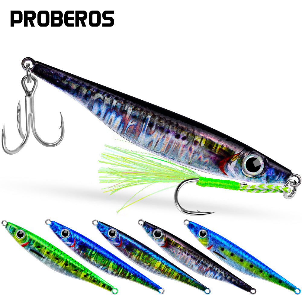 Proberos 5pcs fast sinking jigging fishing lures 10g-40g metal bait remote distance cast emulation artificial fishing baits