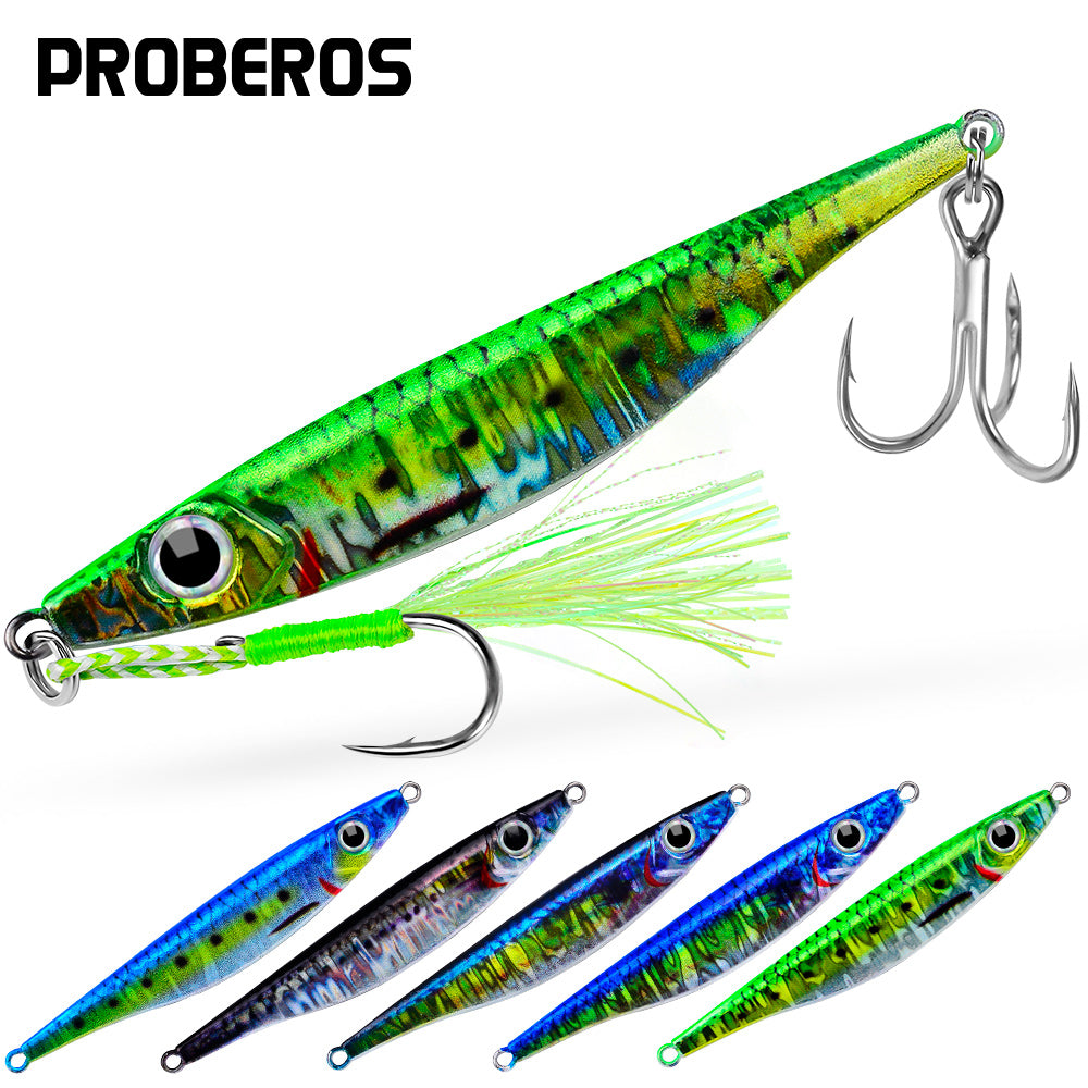 Proberos 5pcs fast sinking jigging fishing lures 10g-40g metal bait remote distance cast emulation artificial fishing baits