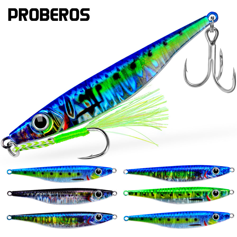 Proberos 5pcs fast sinking jigging fishing lures 10g-40g metal bait remote distance cast emulation artificial fishing baits