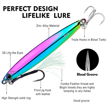PROBEROS LF144 Long Cast Metal Jig Lure Dual Treble Hooks Shore Casting Saltwater Fishing Bait