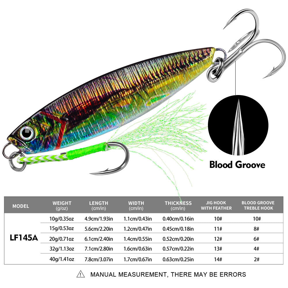 Proberos 5pcs Metal Sinking Jigs Fishing Baits 10g-15g-20g-32g-40g Casting Fishing Jigging Lures Artificial Hard Bait Wobbler