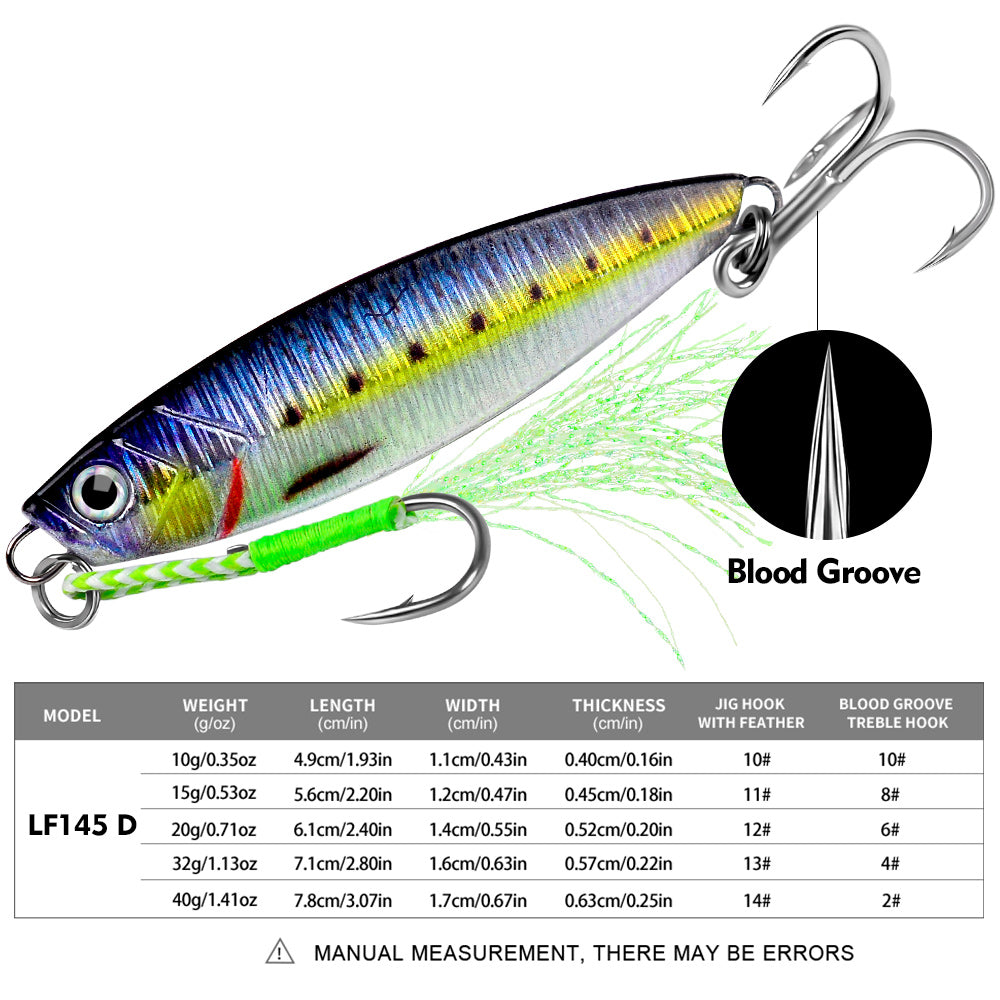 Proberos 5pcs Metal Sinking Jigs Fishing Baits 10g-15g-20g-32g-40g Casting Fishing Jigging Lures Artificial Hard Bait Wobbler