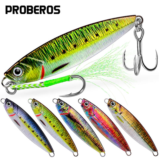 Proberos 5 件金属下沉式鱼饵 10g-15g-20g-32g-40g 抛投式钓鱼跳汰机拟饵硬饵摇摆器