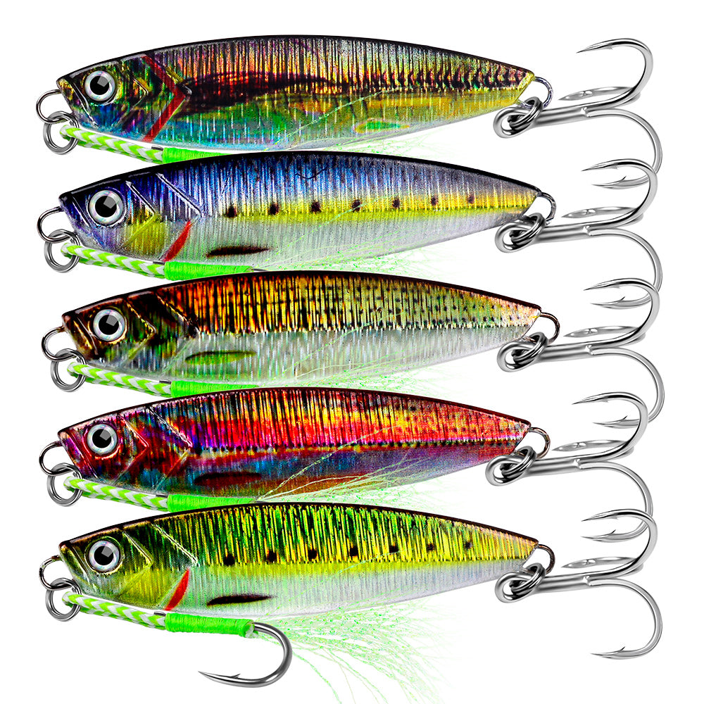 Proberos 5pcs Metal Sinking Jigs Fishing Baits 10g-15g-20g-32g-40g Casting Fishing Jigging Lures Artificial Hard Bait Wobbler
