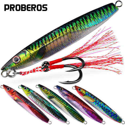 PROBEROS 5 件长射金属钓组勺形 3D 打印激光人工鱼饵船钓诱饵超硬鱼饵