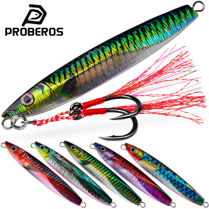 PROBEROS Lead Slow Jigging Lure with Twin Assist Hook &amp; Feather 80G Saltwater Fishing Bait