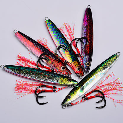 PROBEROS Lead Slow Jigging Lure with Twin Assist Hook &amp; Feather 80G Saltwater Fishing Bait