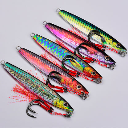PROBEROS Lead Slow Jigging Lure with Twin Assist Hook &amp; Feather 80G Saltwater Fishing Bait