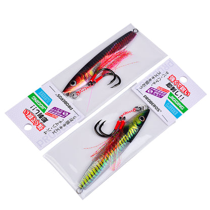 PROBEROS Lead Slow Jigging Lure with Twin Assist Hook &amp; Feather 80G Saltwater Fishing Bait