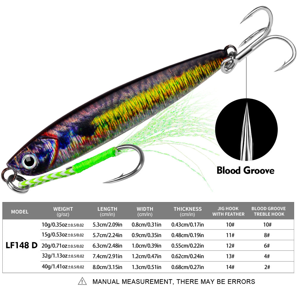 PROBEROS 5 件金属下沉式鱼饵 10g-15g-20g-32g-40g 抛投式钓鱼跳汰机拟饵硬饵摇摆器