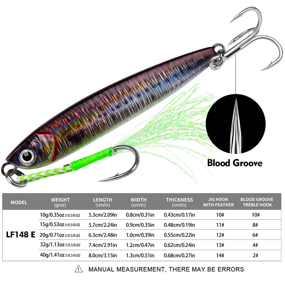 PROBEROS 5 件金属下沉式鱼饵 10g-15g-20g-32g-40g 抛投式钓鱼跳汰机拟饵硬饵摇摆器