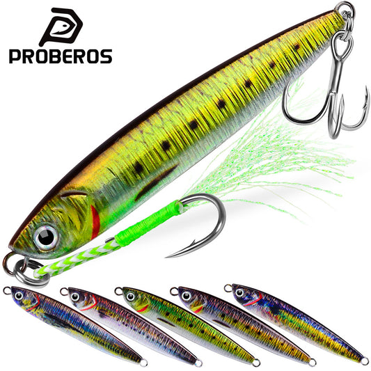 PROBEROS 5 件金属下沉式鱼饵 10g-15g-20g-32g-40g 抛投式钓鱼跳汰机拟饵硬饵摇摆器