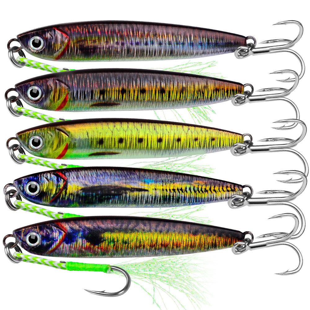 PROBEROS 5 件金属下沉式鱼饵 10g-15g-20g-32g-40g 抛投式钓鱼跳汰机拟饵硬饵摇摆器