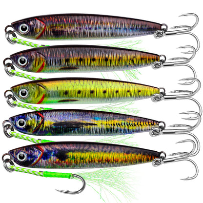 PROBEROS 5 件金属下沉式鱼饵 10g-15g-20g-32g-40g 抛投式钓鱼跳汰机拟饵硬饵摇摆器