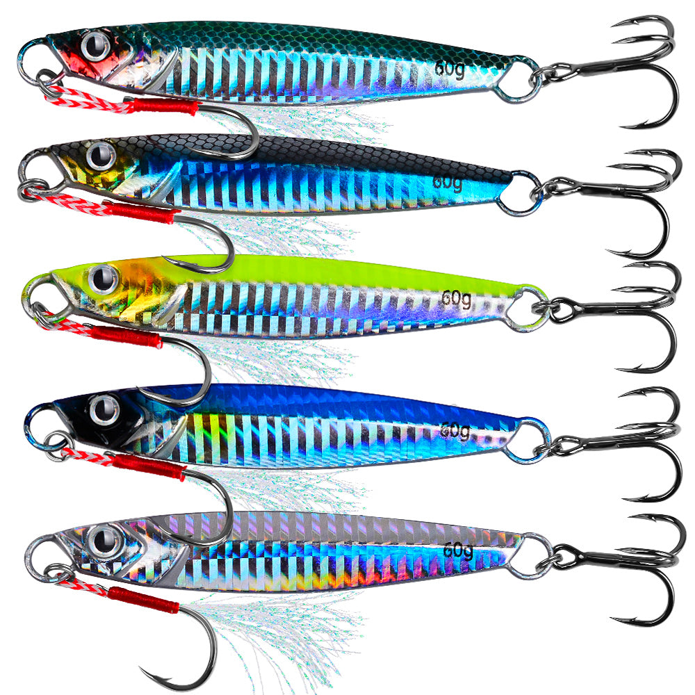 PROBEROS Luya Iron Plate Sea Fishing Metal Bionic Bait 17g/21g/24g/30g/40g/60g Double Hooks Luminous Fake Bait Wholesale