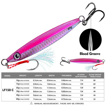 PROBEROS 5pcs Metall Jig Angeln Köder Pesca Künstliche Köder Guss 3D Laser Wobbler Hecht Löffel Karpfen Haken Swimbait Spinner Sea Tackle Kit