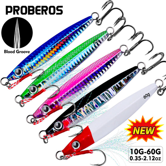 PROBEROS 5 件金属夹具鱼饵 Pesca 人工鱼饵投掷 3D 激光摆动器梭子鱼勺鲤鱼钩游泳饵旋转渔具套装