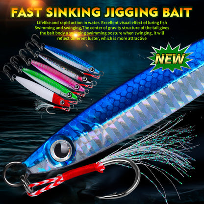 PROBEROS 5pcs Metall Jig Angeln Köder Pesca Künstliche Köder Guss 3D Laser Wobbler Hecht Löffel Karpfen Haken Swimbait Spinner Sea Tackle Kit