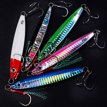PROBEROS 5pcs Metall Jig Angeln Köder Pesca Künstliche Köder Guss 3D Laser Wobbler Hecht Löffel Karpfen Haken Swimbait Spinner Sea Tackle Kit