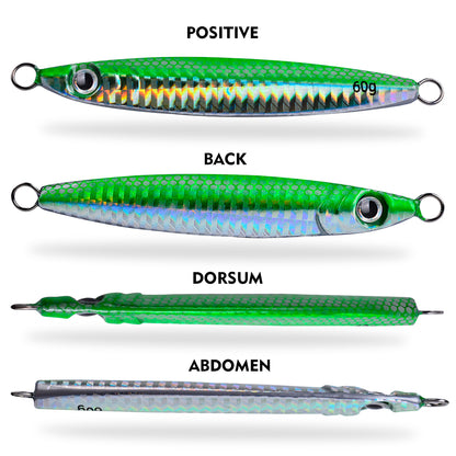 PROBEROS 5pcs Metall Jig Angeln Köder Pesca Künstliche Köder Guss 3D Laser Wobbler Hecht Löffel Karpfen Haken Swimbait Spinner Sea Tackle Kit