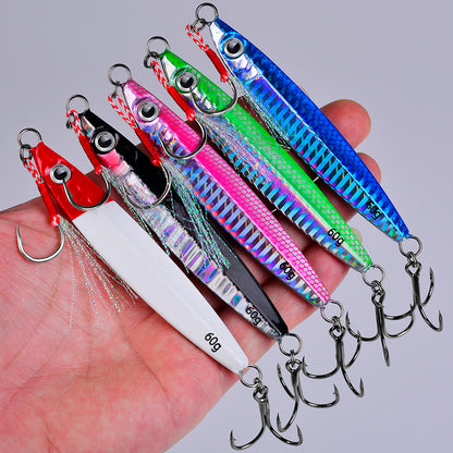 PROBEROS 5pcs Metall Jig Angeln Köder Pesca Künstliche Köder Guss 3D Laser Wobbler Hecht Löffel Karpfen Haken Swimbait Spinner Sea Tackle Kit