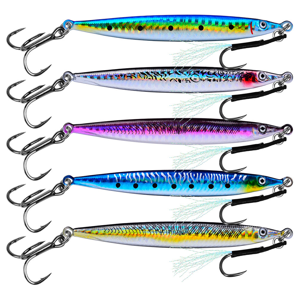 PROBEROS 5 件金属夹具鱼饵 Pesca 人工鱼饵 Swimbait Spinner 海钓套装 3D 激光摆动器 派克勺形鲤鱼钩