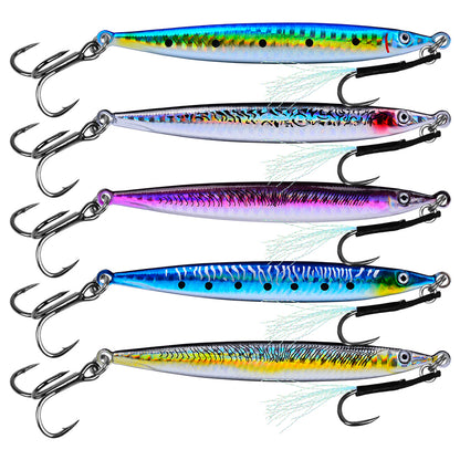 PROBEROS 5 件金属夹具鱼饵 Pesca 人工鱼饵 Swimbait Spinner 海钓套装 3D 激光摆动器 派克勺形鲤鱼钩