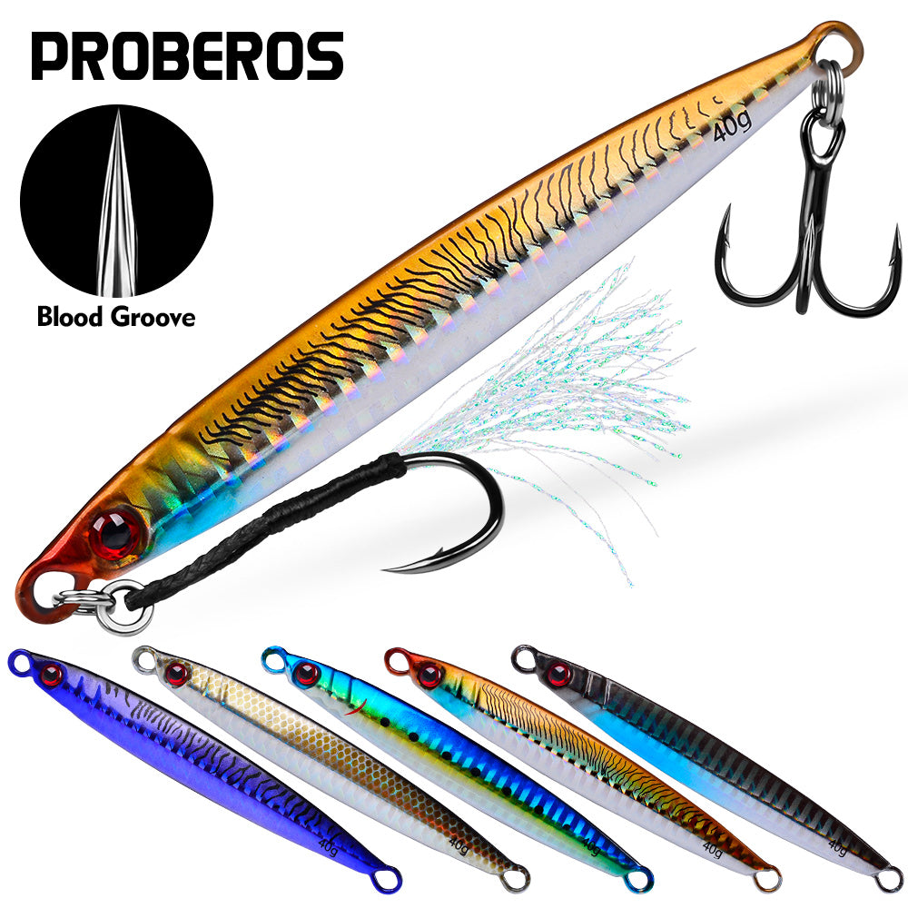 PROBEROS 5 件金属夹具鱼饵 Pesca 人工鱼饵投掷 3D 激光摆动器梭子鱼勺鲤鱼钩游泳饵旋转渔具套装