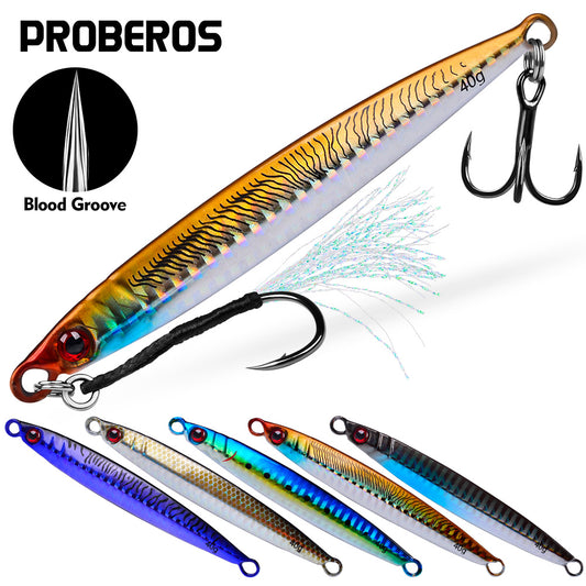 PROBEROS 5 件金属夹具鱼饵 Pesca 人工鱼饵投掷 3D 激光摆动器梭子鱼勺鲤鱼钩游泳饵旋转渔具套装