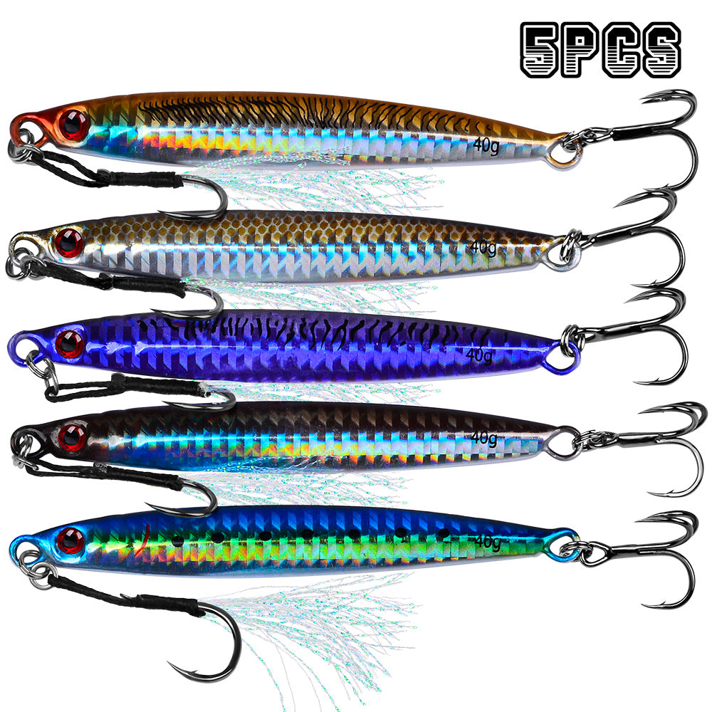 PROBEROS 5 件金属夹具鱼饵 Pesca 人工鱼饵投掷 3D 激光摆动器梭子鱼勺鲤鱼钩游泳饵旋转渔具套装
