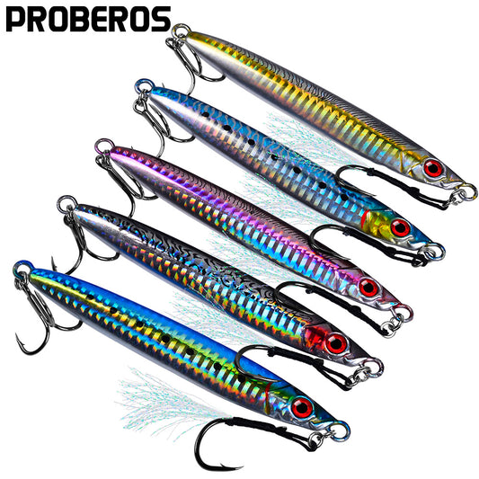 PROBEROS 5 件 Pesca 人工鱼饵金属夹具鱼饵抛投 3D 激光摆动器梭子鱼勺鲤鱼钩游泳饵旋转渔具套装