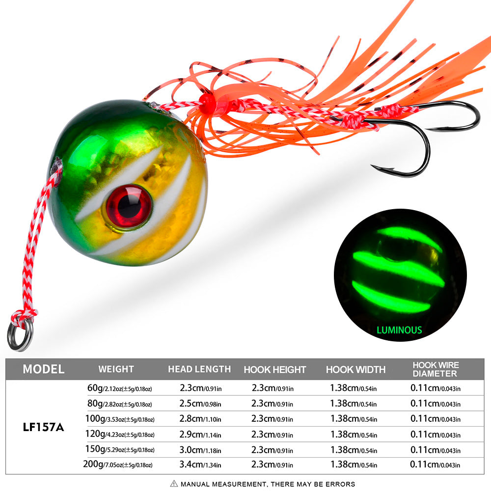 PROBEROS Sea Fishing Jigs, 60g-200g Luminous Metal Jig Fishing Lures Glowing Deep Sea Offshore Trolling Rigs jig Fishing Lures