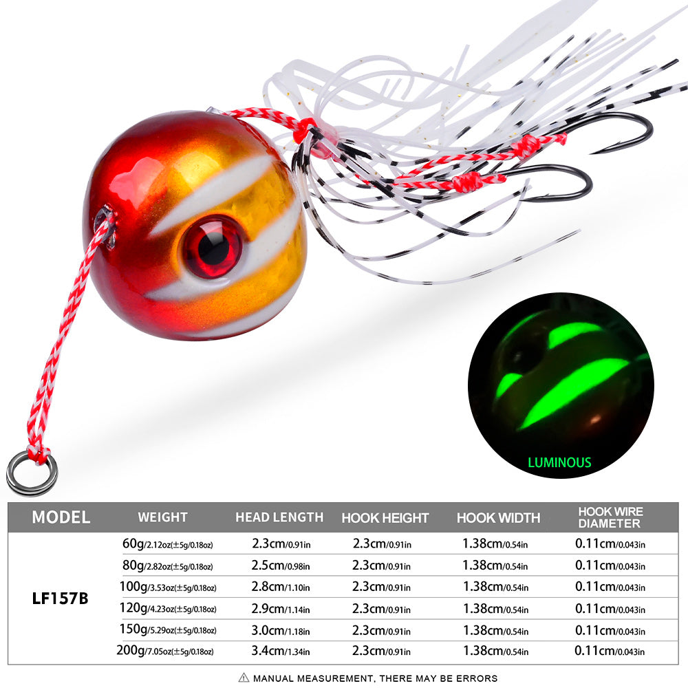 PROBEROS Sea Fishing Jigs, 60g-200g Luminous Metal Jig Fishing Lures Glowing Deep Sea Offshore Trolling Rigs jig Fishing Lures