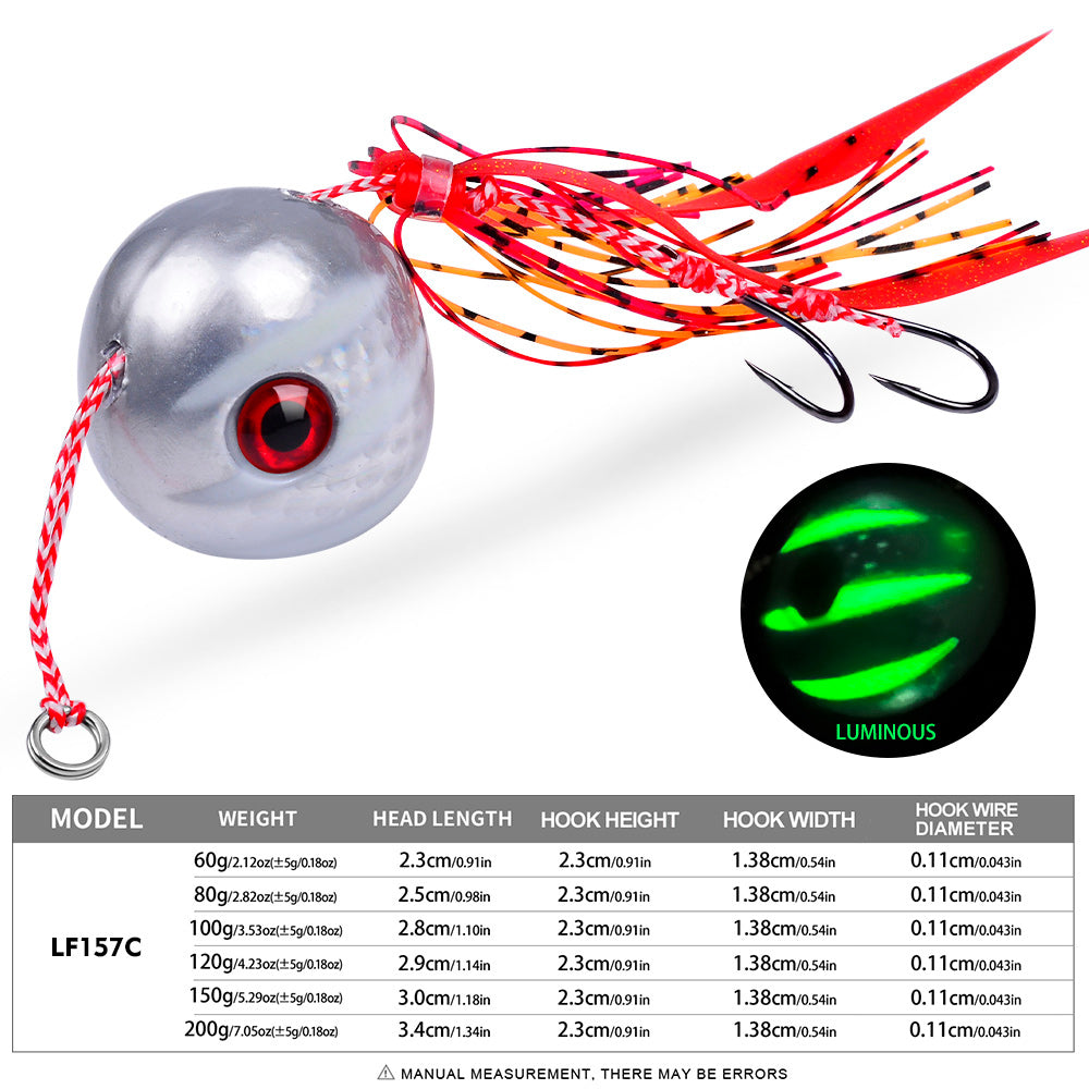 PROBEROS Sea Fishing Jigs, 60g-200g Luminous Metal Jig Fishing Lures Glowing Deep Sea Offshore Trolling Rigs jig Fishing Lures
